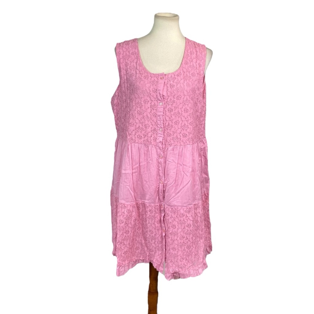 NWOT American Sweetheart cotton pink lace sleeveless dress size L